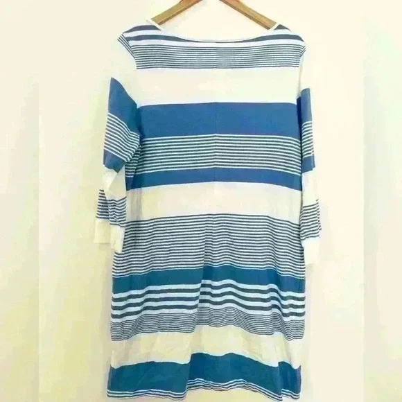 Lilly Pulitzer Marlowe Dress Bay Blue Coconut Stripe Pima Cotton Size XL - Picture 2 of 5